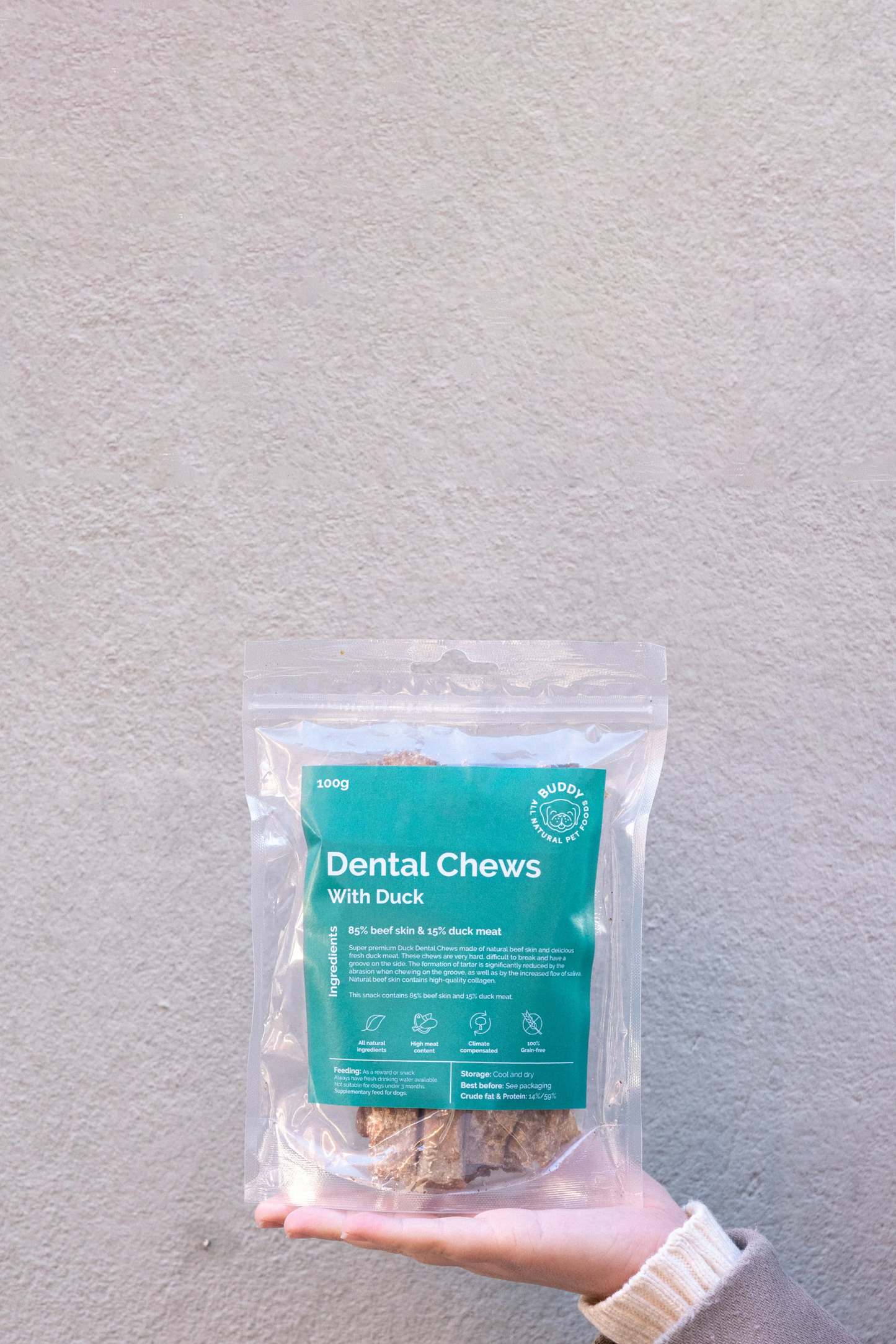Gezonde Kauwsnacks voor honden (eendenvlees – 100 gram)